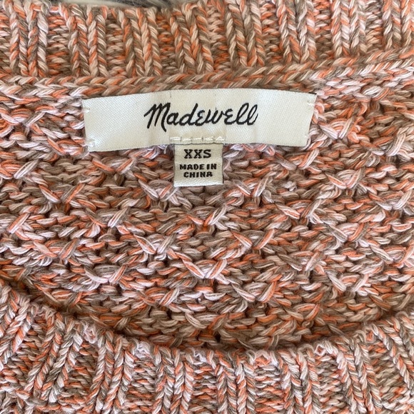 Madewell Marled Plaza Sweater Pullover Crew Neck Marled Open Peach Knit XXS - Picture 15 of 16